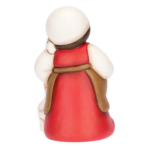 Donna in dolce attesa in ceramica Presepe Classico, Rosso Thun