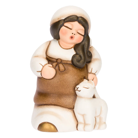 Donna in dolce attesa in ceramica Presepe Classico, Bianco Thun