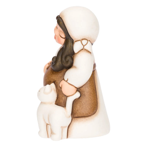 Donna in dolce attesa in ceramica Presepe Classico, Bianco Thun