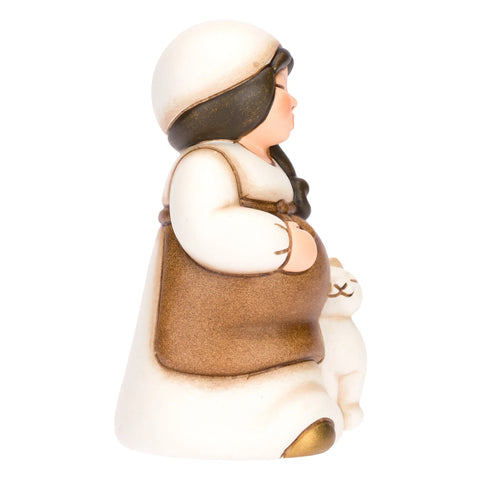 Donna in dolce attesa in ceramica Presepe Classico, Bianco Thun
