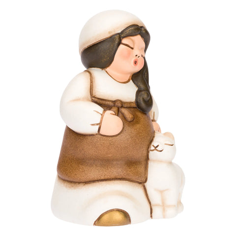 Donna in dolce attesa in ceramica Presepe Classico, Bianco Thun