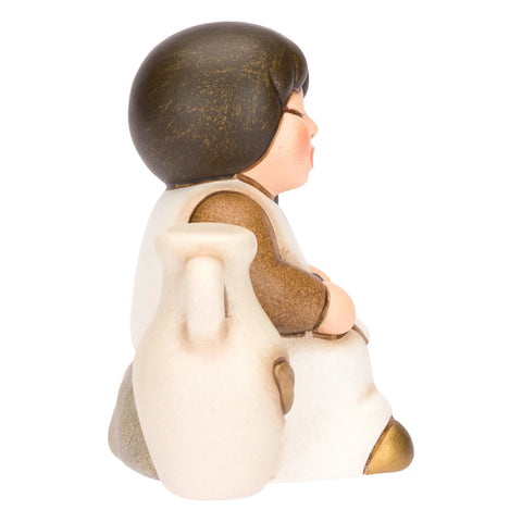 Bimba con olive in ceramica Presepe Classico, Bianco Thun
