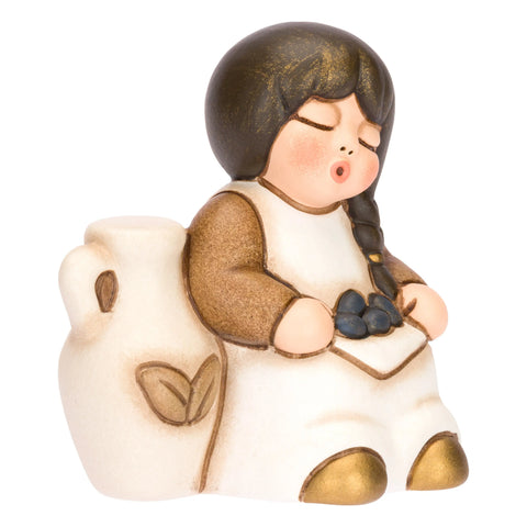 Bimba con olive in ceramica Presepe Classico, Bianco Thun