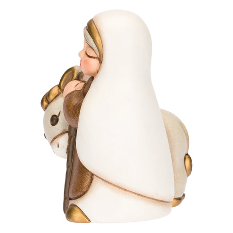 Nonna con asino in ceramica Presepe Classico, Bianco Thun