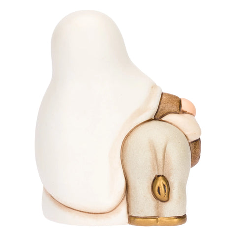 Nonna con asino in ceramica Presepe Classico, Bianco Thun
