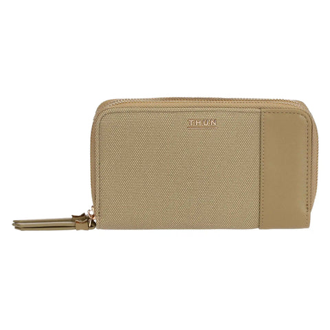 Portafoglio con doppia zip, verde oliva Thun