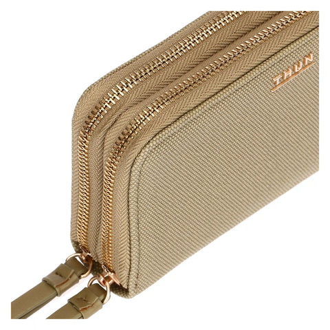 Portafoglio con doppia zip, verde oliva Thun