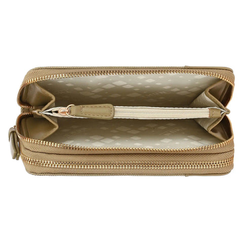 Portafoglio con doppia zip, verde oliva Thun