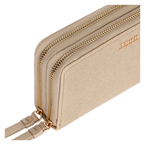Portafoglio con doppia zip, taupe Thun