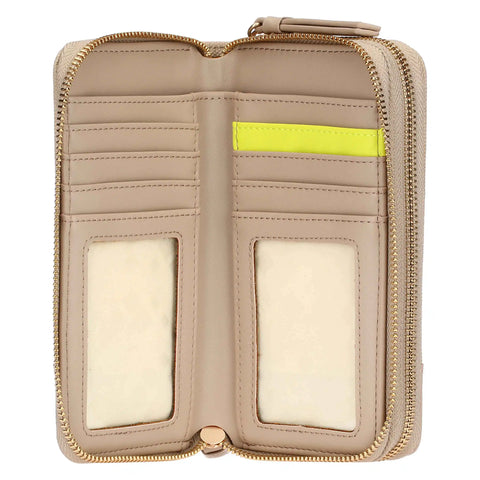 Portafoglio con doppia zip, taupe Thun