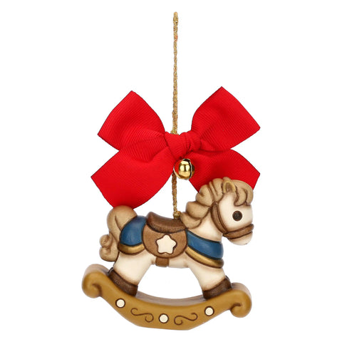 Addobbo natalizio cavallo a dondolo in ceramica, maxi Thun