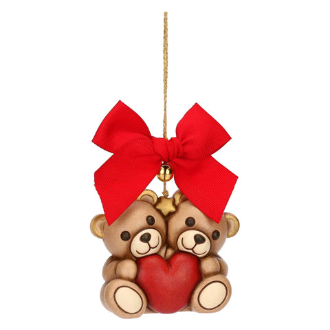 Addobbo natalizio coppia Teddy in ceramica, maxi Thun