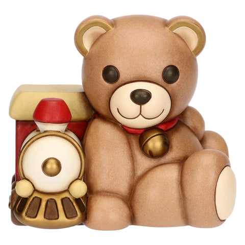 Teddy Natale con trenino in ceramica, grande Thun