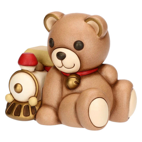 Teddy Natale con trenino in ceramica, grande Thun