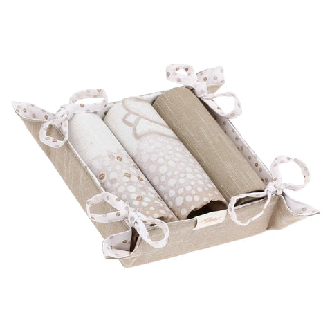 Set 3 canovacci con cestino in tessuto, Pure Elegance Thun