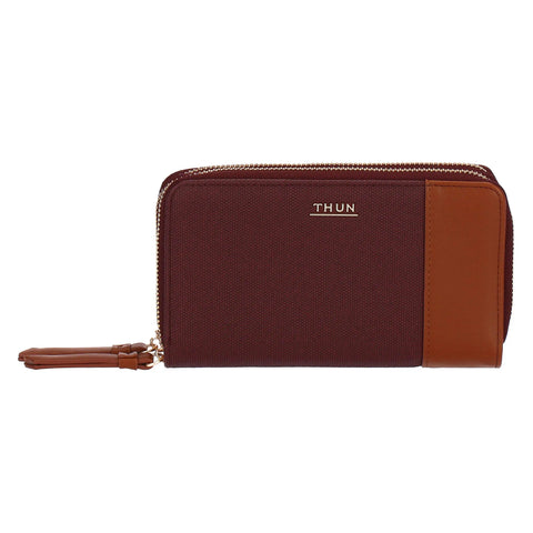 Portafoglio con doppia zip, viola/marrone Thun