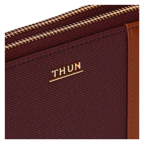 Portafoglio con doppia zip, viola/marrone Thun