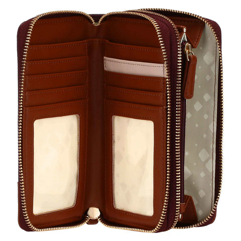 Portafoglio con doppia zip, viola/marrone Thun