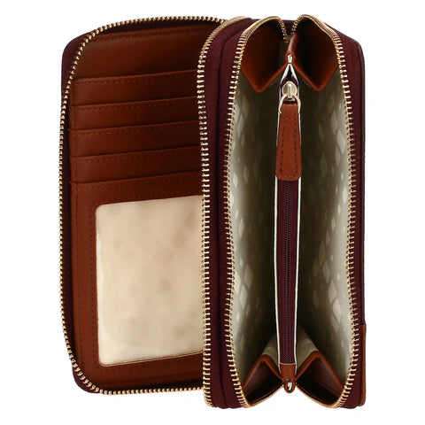 Portafoglio con doppia zip, viola/marrone Thun