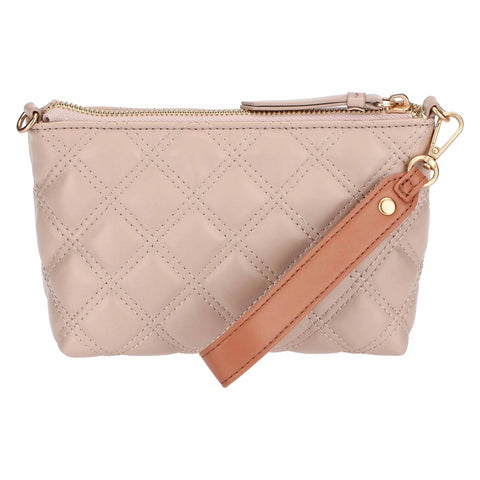 Pochette trapuntata con tracolla, nocciola Thun