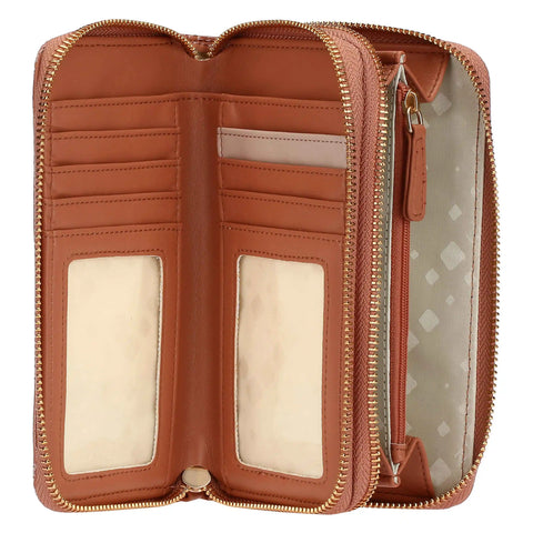 Portafoglio con doppia zip, moka Thun