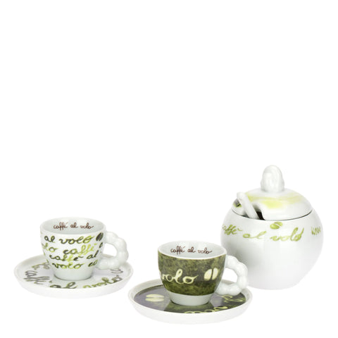 Set 2 Tazzine con Piattino e Zuccheriera, caffè al volo Thun