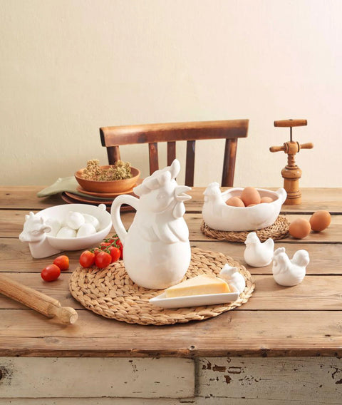 Set Sale E Pepe Gallo Gallina Fattoria La Porcellana bianca