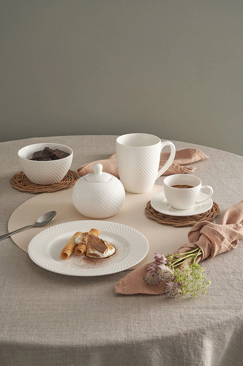 Set da 6 Tazza Espresso con piattino Richiamo  Porcellana  La porcellana bianca