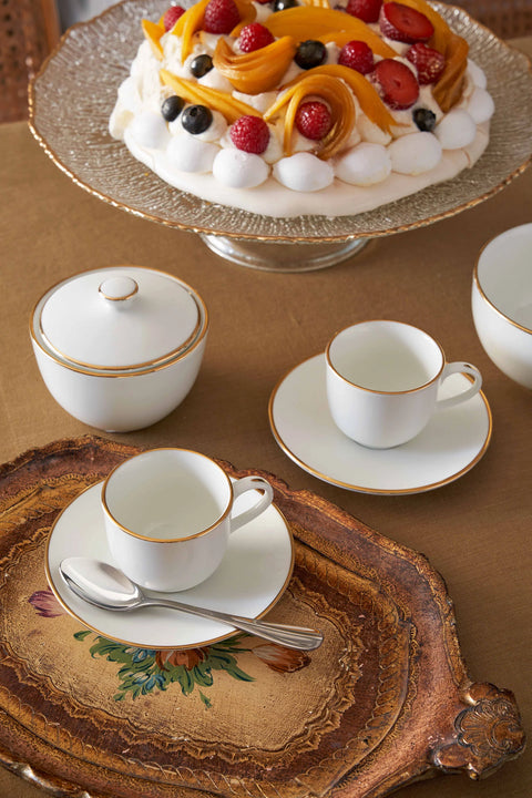 Set da 6 Tazzina Caffe con piattino Maesta' la Porcellana bianca 90 ml