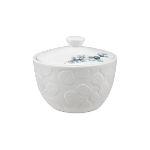 Zuccheriera Rilievo Sempreverde la Porcellana bianca