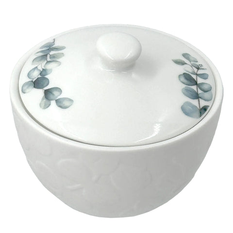 Zuccheriera Rilievo Sempreverde la Porcellana bianca