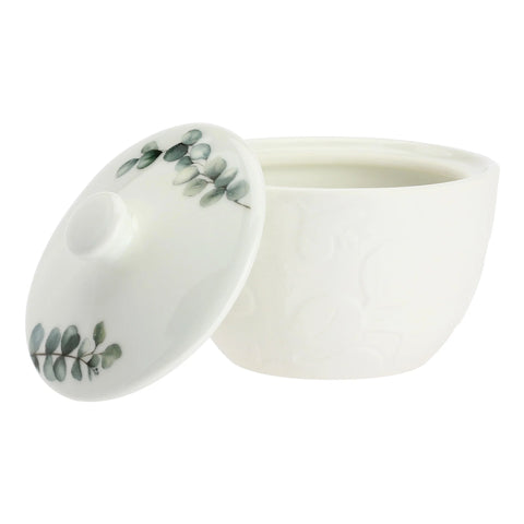 Zuccheriera Rilievo Sempreverde la Porcellana bianca