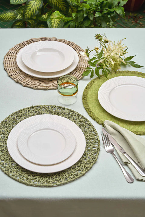 Set da 6, Sottopiatto Frange Verde, Botanio