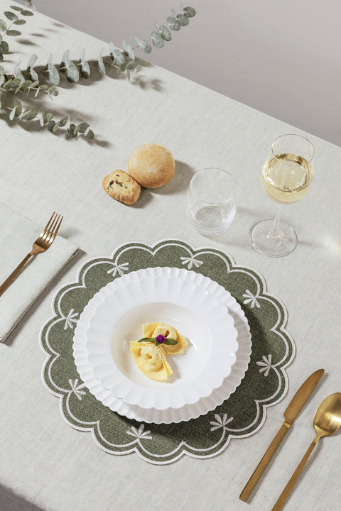 Sottopiatto Palme Set da 6  Botanio Tessuto Ø40 Cm La porcellana bianca