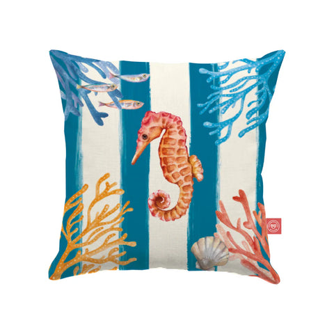 Cuscino 45X45 Blu - Tessuto, 45x45 cm Rose e Tulipani
