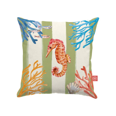 Cuscino 45X45 Verde - Tessuto, 45x45 cm Rose e Tulipani