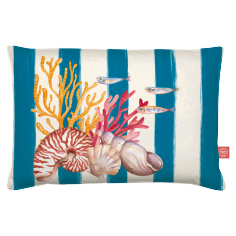Cuscino  Litorale 40X60 cm Blu  Tessuto Rose e Tulipani