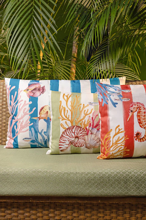 Cuscino  Litorale 40X60 cm Blu  Tessuto Rose e Tulipani