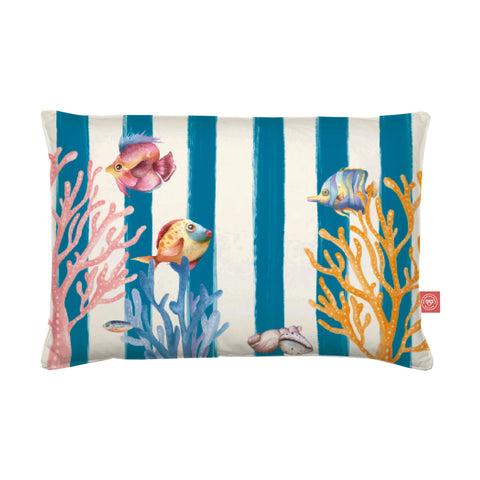 Cuscino Litorale  50X80 cm Blu  Tessuto Rose e Tulipani
