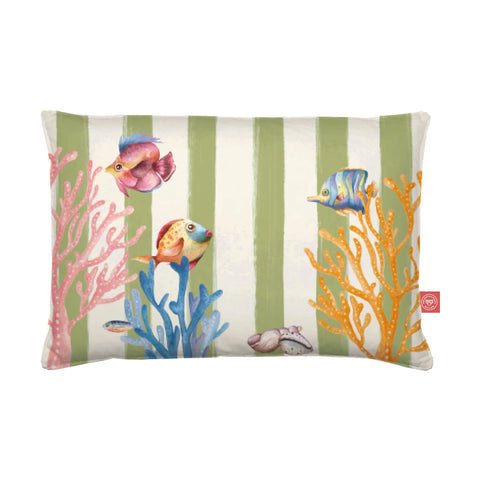 Cuscino 50X80 cm verde tessuto Rose e Tulipani