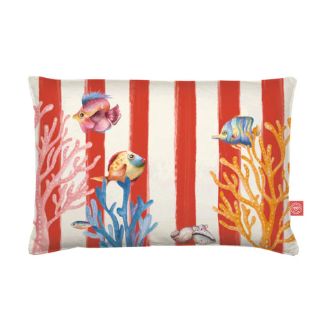 Cuscino 40X60 Rosso - Tessuto, 40x60 cm Rose e Tulipani
