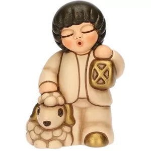 Bimbo con lanterna in ceramica BIANCO