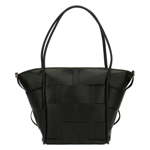 Borsa intreccio in ecopelle grande, nero