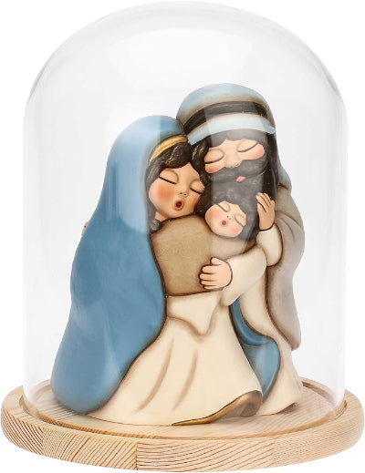 Sacra Famiglia con campana in vetro