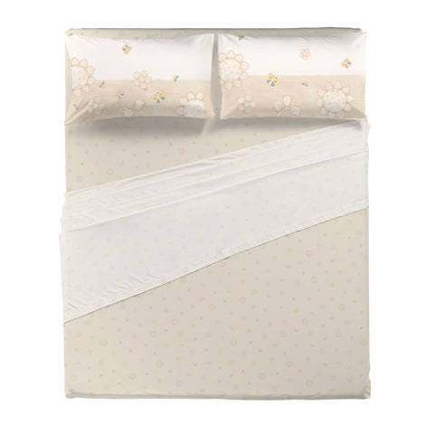 THUN® Completo Letto Matrimoniale in Cotone Elegance Beige