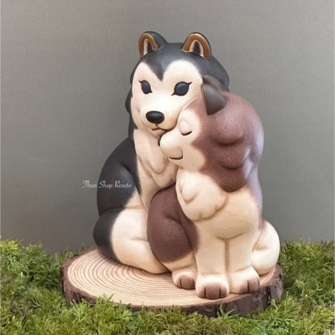 Coppia husky Polo e Alaska in ceramica