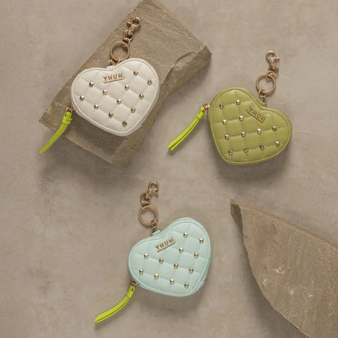 Portachiavi astuccio cuore con borchie, verde pistacchio Thun