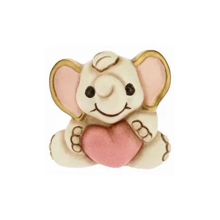 Elefantino Elly nascita con cuore rosa in ceramica - Thun