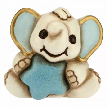 Elefantino Elly nascita con stella azzurra in ceramica - Thun
