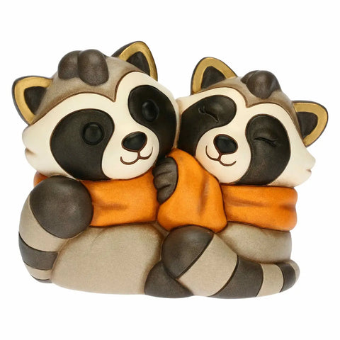 Coppia di procioni in ceramica